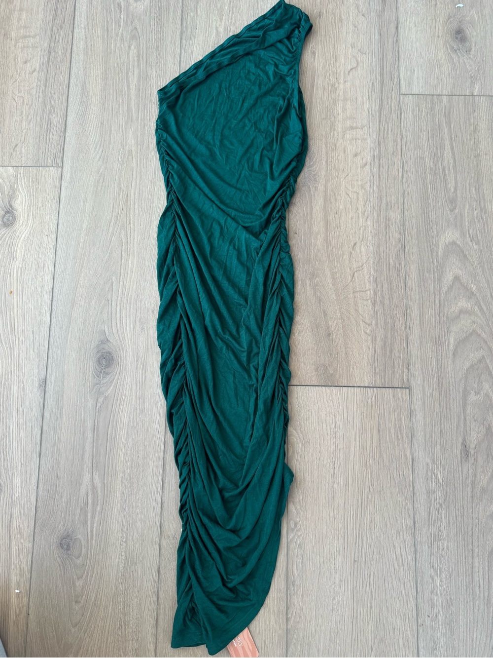 Women's Dark Green Ruched One Shoulder Dress